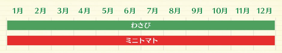 わさび(1~12月) ミニトマト(1~12月)
